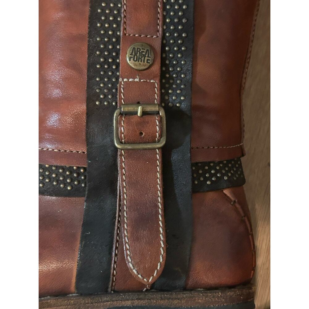 Area Forte Women's Cognac Studded Leather Knee-High Riding Boots Italy-Sz 38/8US - Picture 5 of 7